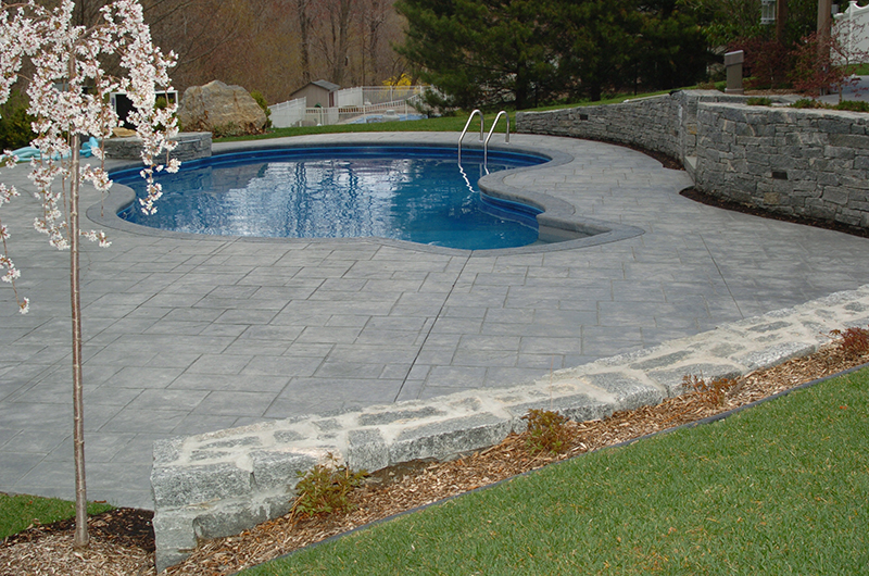 Swimming pool and stamped concrete project example 84